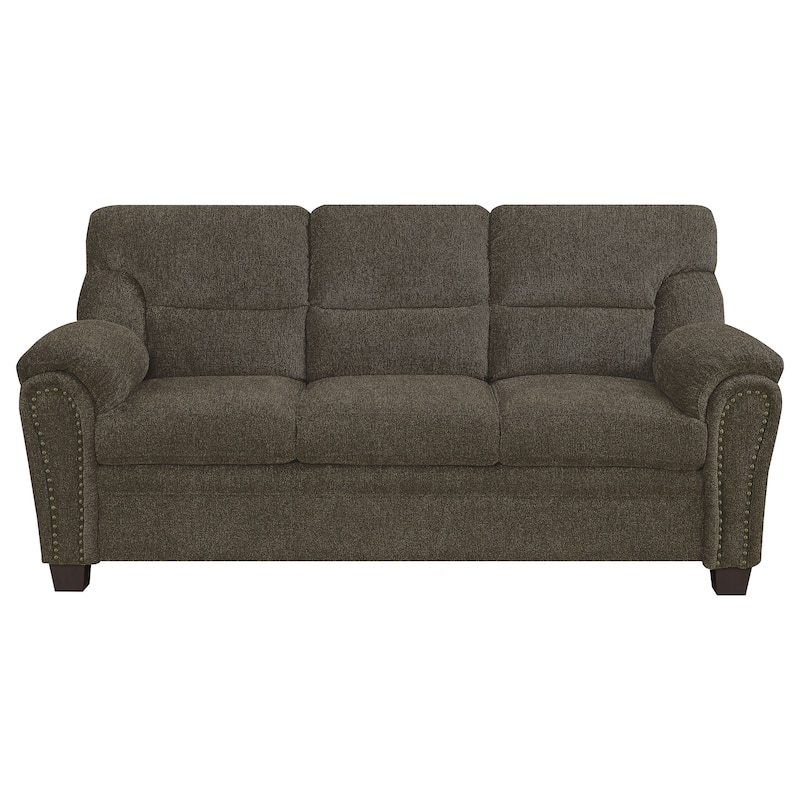 Clementine Transitional Nailhead Trim Upholstered Padded Arm Sofa