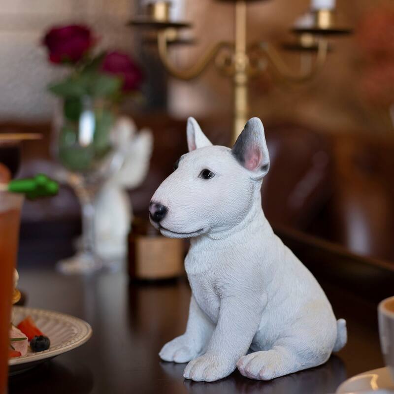 Sitting Bull Terrier Puppy Outdoor Garden Statue- 7"