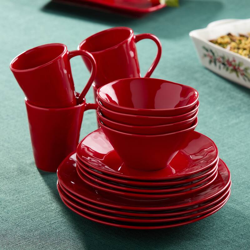 Certified International Berry Red Christmas 16pc Dinnerware Set, Service for 4