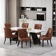 preview thumbnail 21 of 28, Cheney Tufted Dining Chairs (Set of 6) by Christopher Knight Home Dark Brown/ Cognac/ Faux Leather