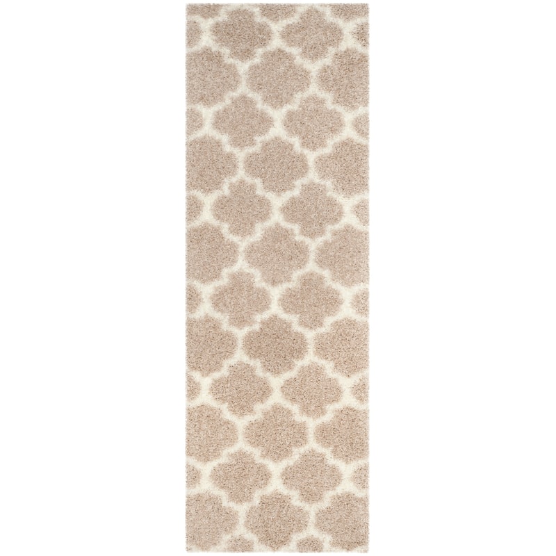 SAFAVIEH Montreal Shag Rosalyn 2-inch Thick Rug - 2'3" x 11' Runner - Beige/Ivory