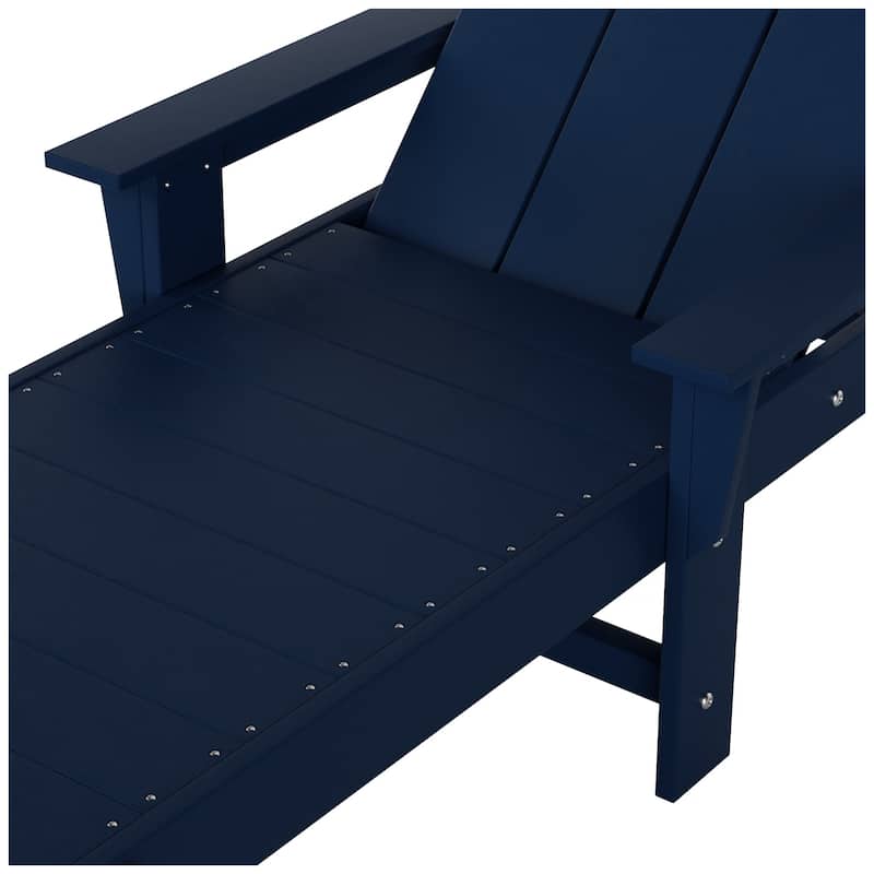 Polytrends Shoreside Modern Poly Reclining Eco-Friendly All Weather Chaise Lounge With Arms & Wheels
