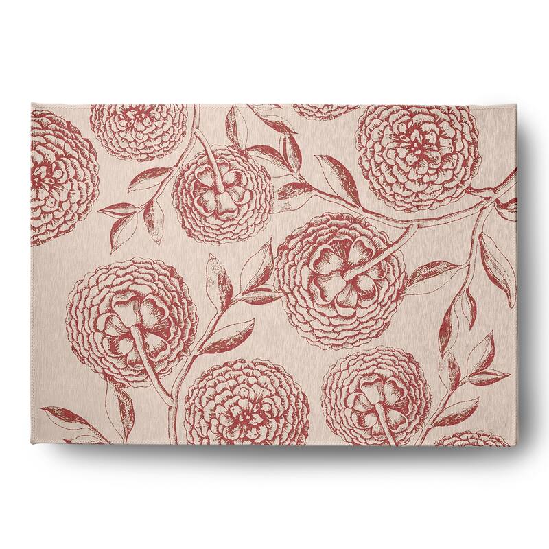 Antique Flowers Spring Chenille Rug - Red - 5' x 7'