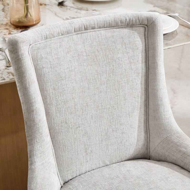 Chenille Dining Chairs with Curved Gold Legs (Set of 2 )