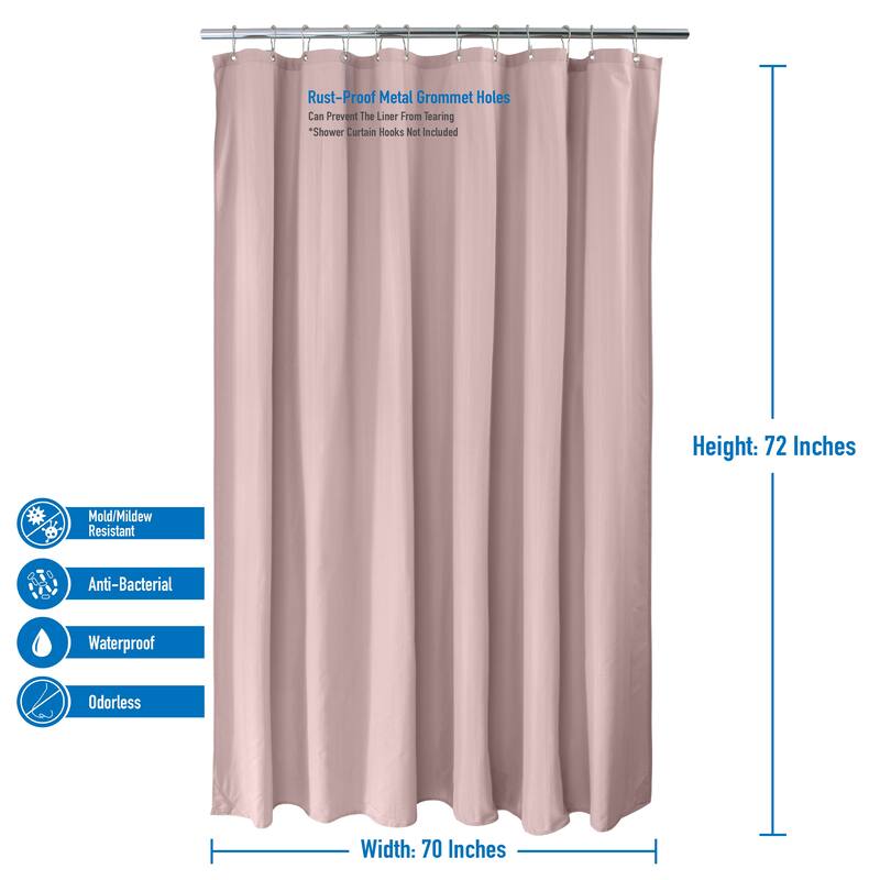 Elle Décor Soft Touch Waterproof Fabric Shower Curtain Liner in Blush