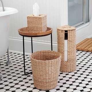 Household Essentials 3-Piece Wicker Bath Accessory Set, Natural