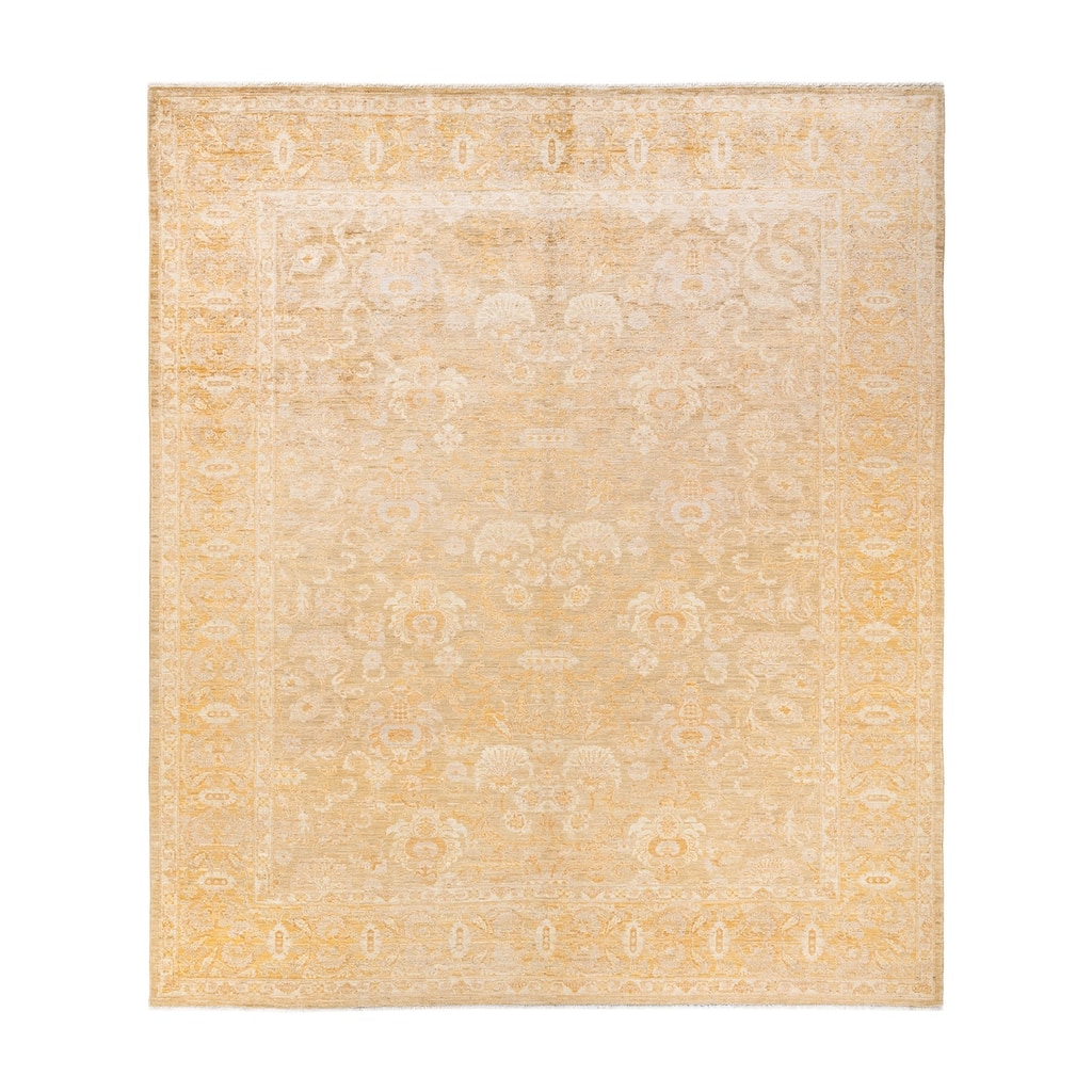 Overton Hand Knotted Wool Vintage Inspired Modern Contemporary Eclectic Ivory Area Rug - 8 X 10