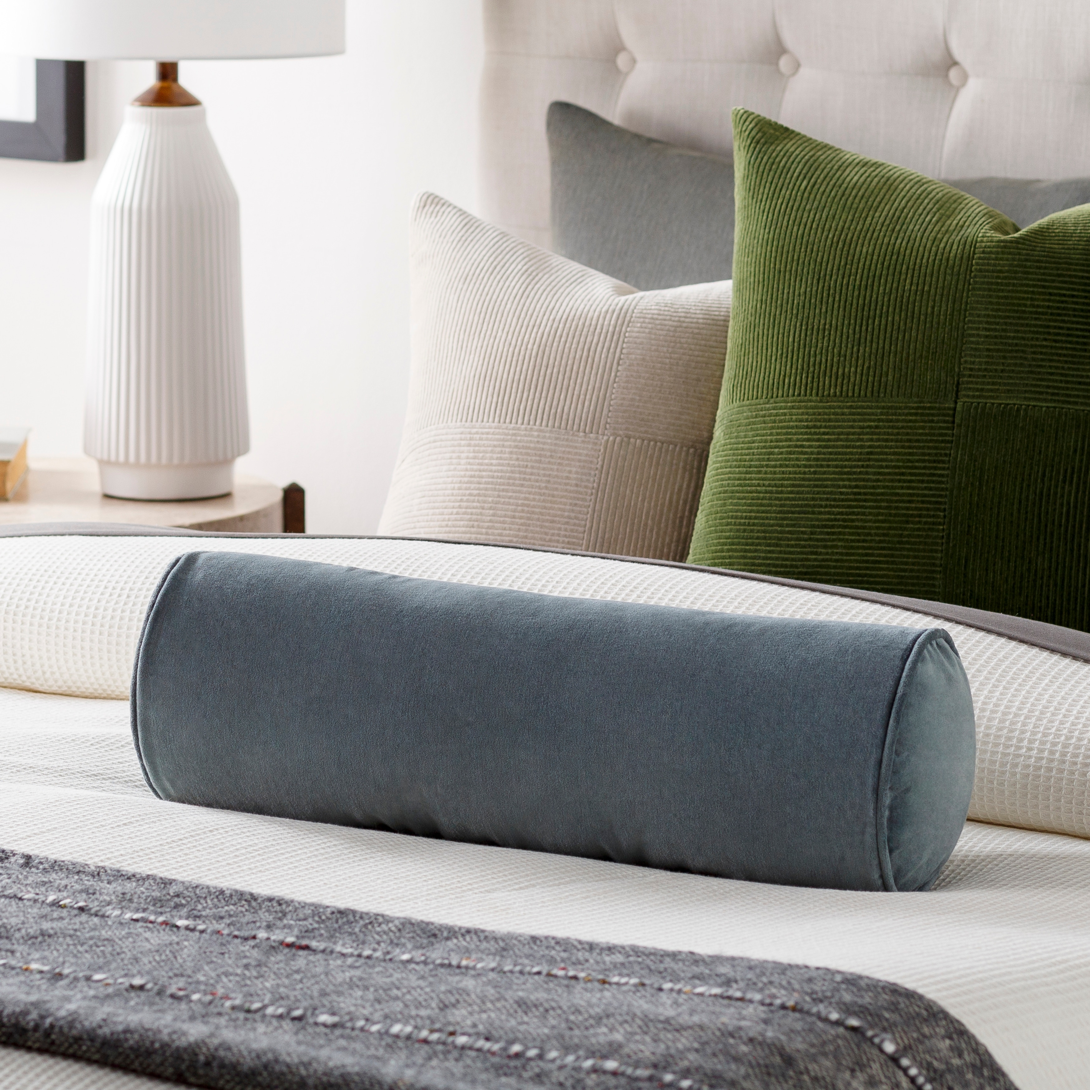 Annette Cotton Velvet Bolster Pillow On Sale Bed Bath Beyond