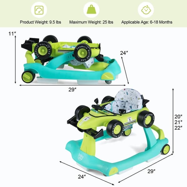 dimension image slide 2 of 5, Costway 4-in-1 Baby Walker Foldable Activity Push Walker Adjustable - See Details