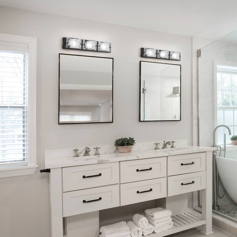 3-Light Modern Glass Bathroom Vanity Light with Handcrafted Curved Cloud Glass