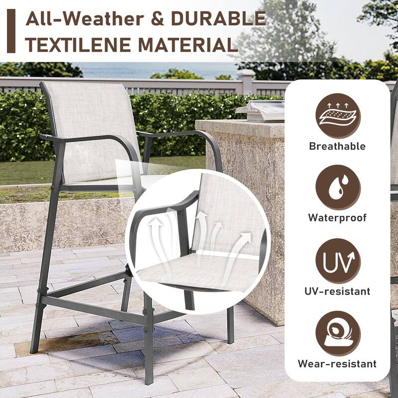 Pellebant Outdoor Bar Height Barstools Dining Chairs
