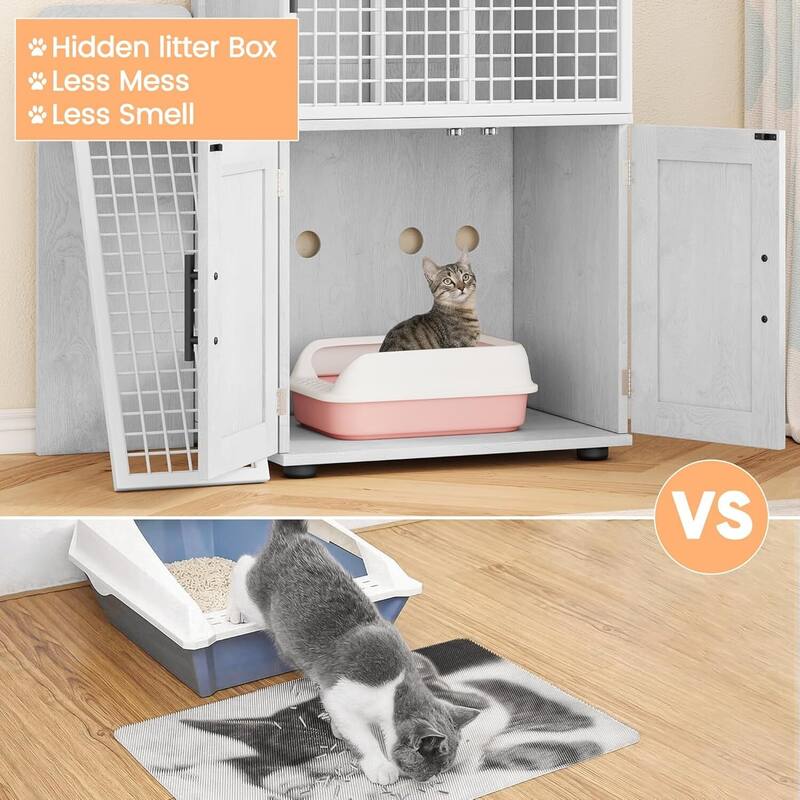 Litter Box Enclosure with Cat House