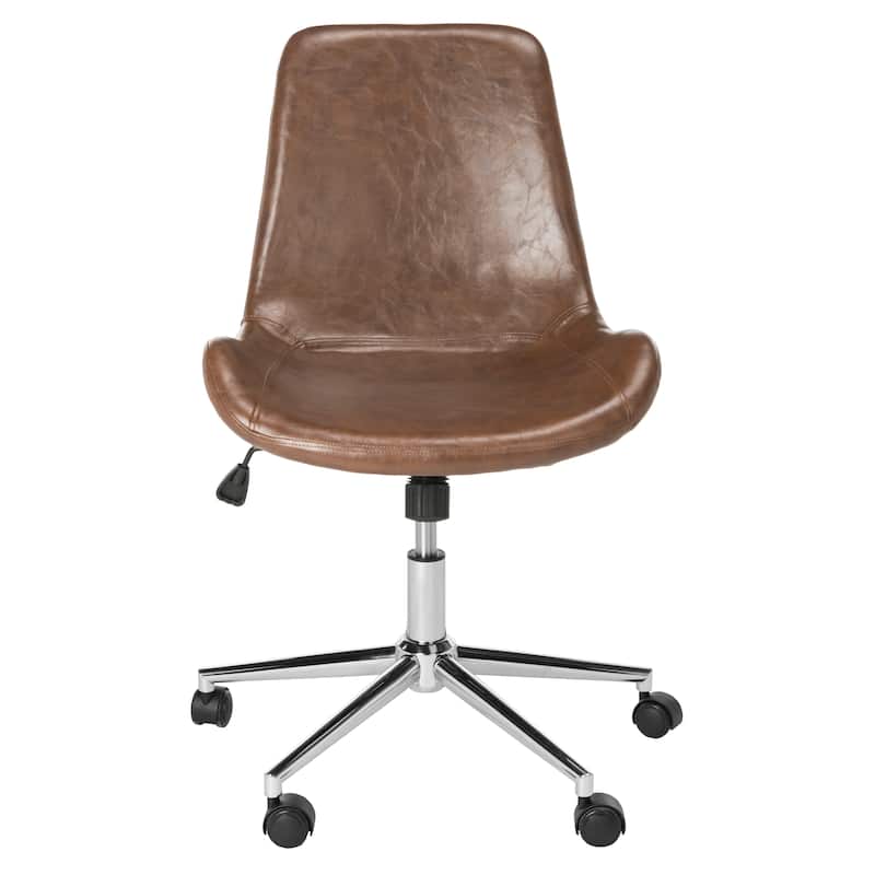 SAFAVIEH Mireya Brown/ Chrome Swivel Office Chair - 22Wx26Dx32H - Brown/Chrome