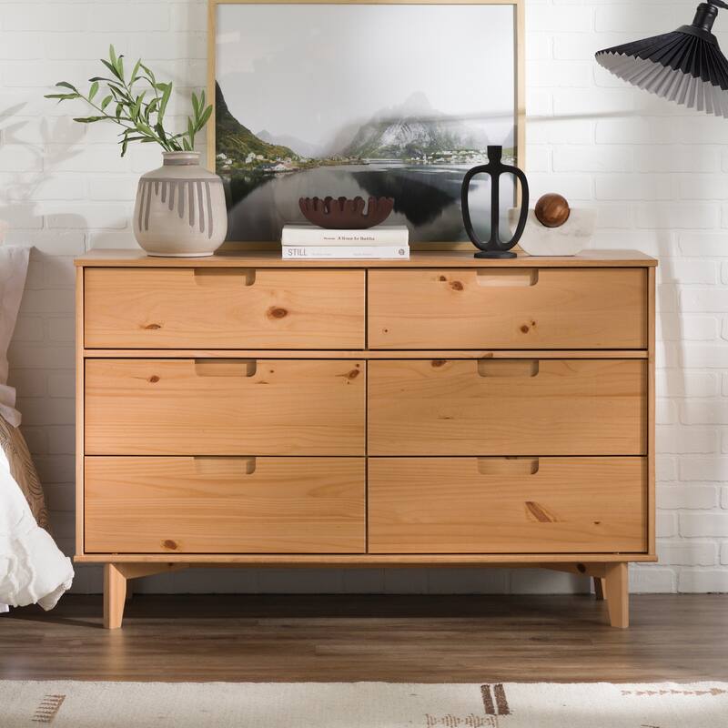 Middlebrook Gammelstaden Mid-Century Solid Wood 6-Drawer Dresser - Natural Pine