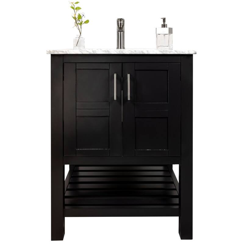 Sophia 24" Single Sink Bathroom Vanity Set, White - Espresso