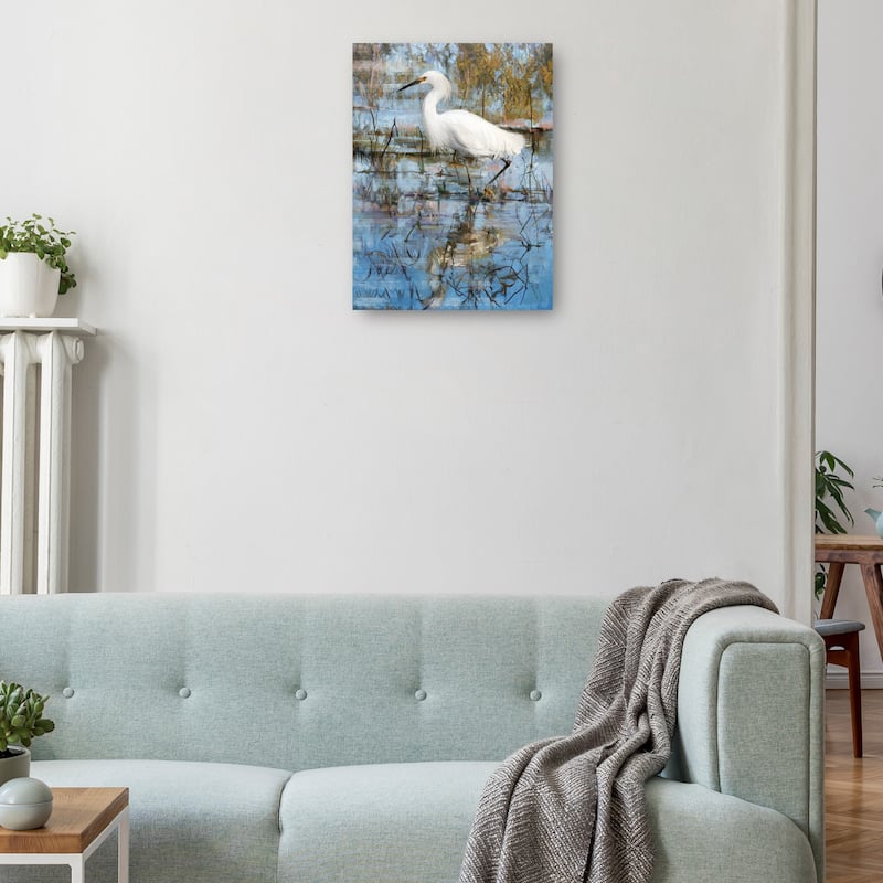 White Egret By Studio Arts Canvas Art Print