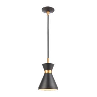 Elk Home Modley Matte Black With Black Metal Shade 1 Light Pendant