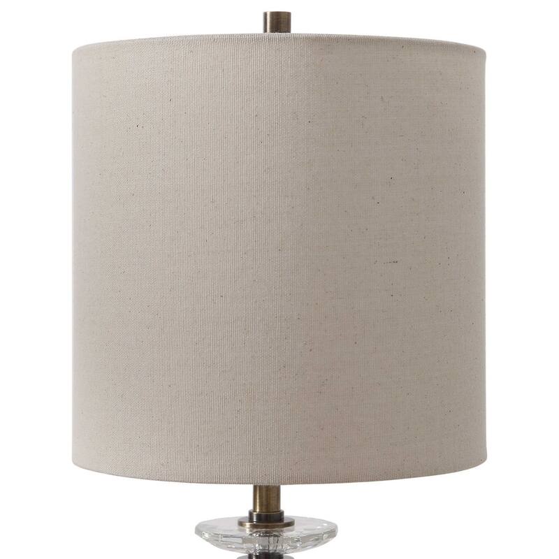 Rustic Industrial Buffet Lamp with Drum Shade - 33.75" - Black and Beige