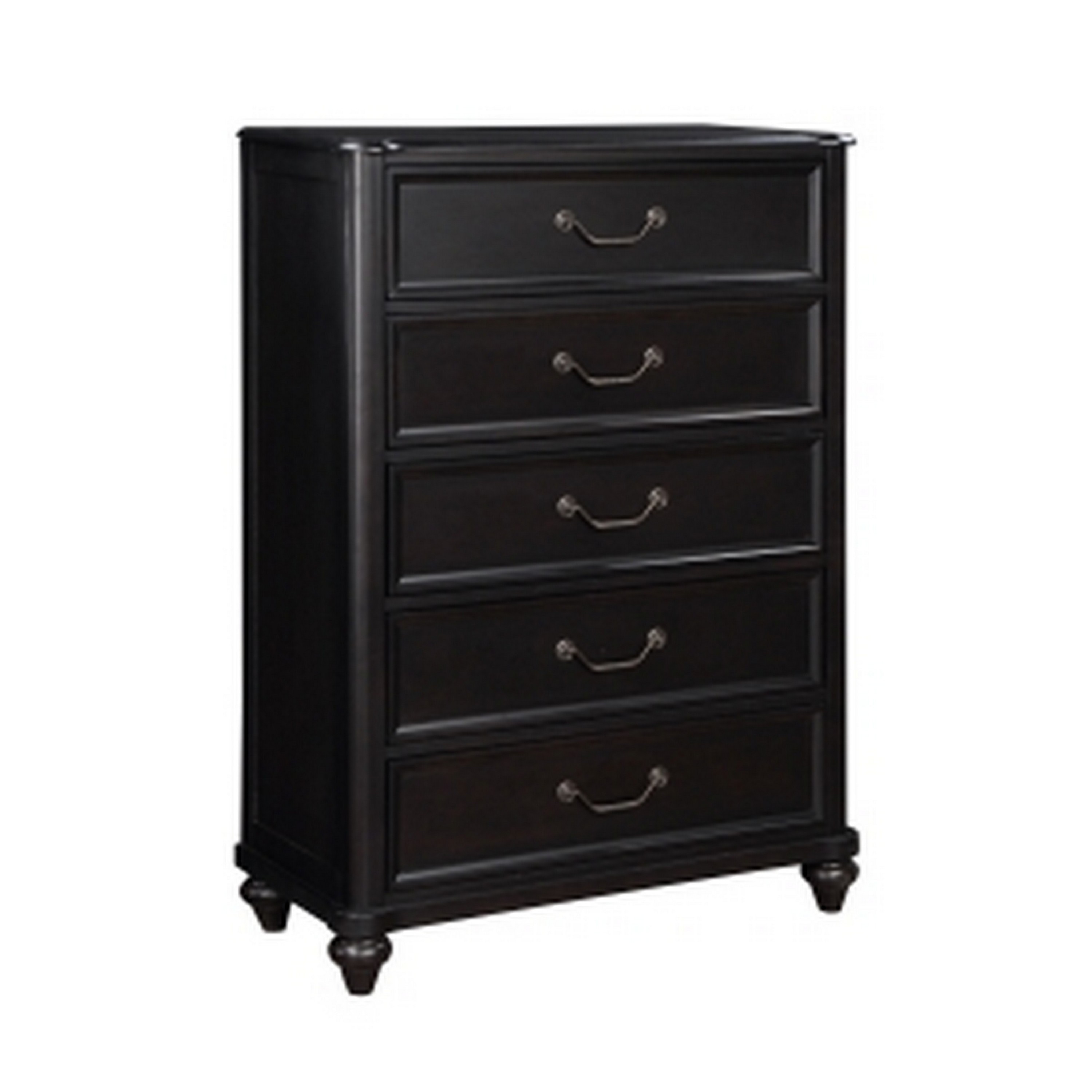 Vix 51 Inch Tall Dresser Chest, 5 Drawers, Pewter Drop Handles, Black - Overstock - 40386600 Vix 51 Inch Tall Dresser Chest, 5 Drawers, Pewter Drop Handles, Black - Overstock - 40386600