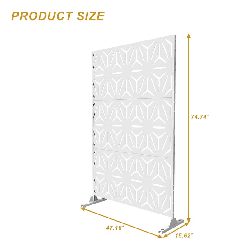 Free Standing Metal Privacy Screen Panel Decorative Outdoor Privacy Screen - 72"H x 47"W