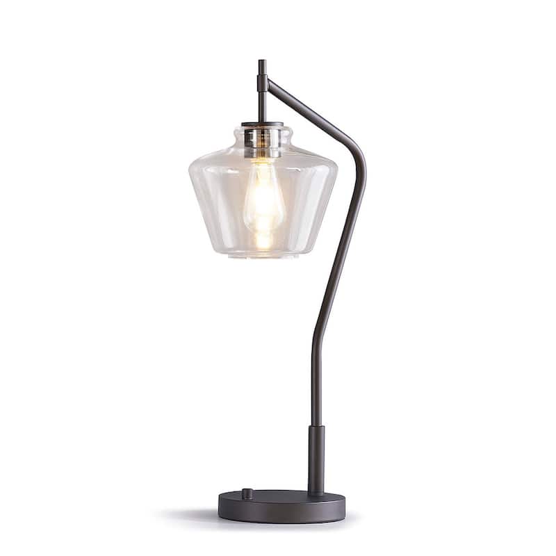 Cafe Glass Shade 26.5" H Table Lamp - DarkBronze /GlassClear