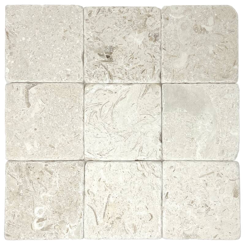 Fresca Limestone 4" x 4" Tumbled TIle - 1 Box (5.56 sqft) - Cream