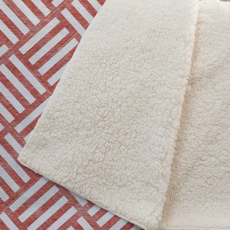 Premium Machine Washable Contemporary Geo Sherpa Throw Blanket