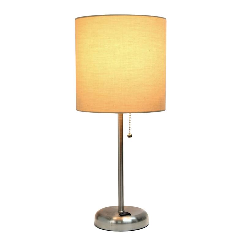 Stick Table Lamps with Drum Shade - 19.5" - Silver and Tan