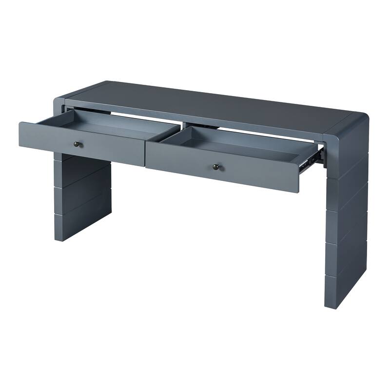 55" Farmhouse Console Table with Drawers & Shelf