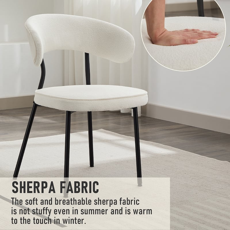 XINMICS Dining Chairs with Curved Backrest, Modern Fabric Upholstered Boucle Kitchen Dining Room Chairs Set of 2/4/6