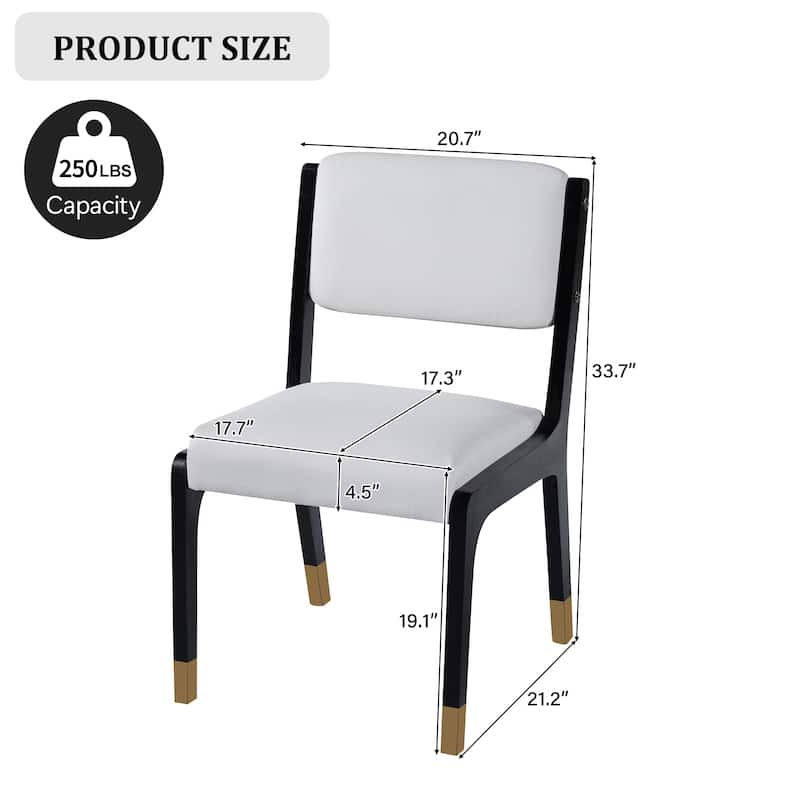 Wooden Dining Chairs Set of 2, Modern Fabric Upholstered Kitchen Side Chairs, Farmhouse Dining Room Accent Chair