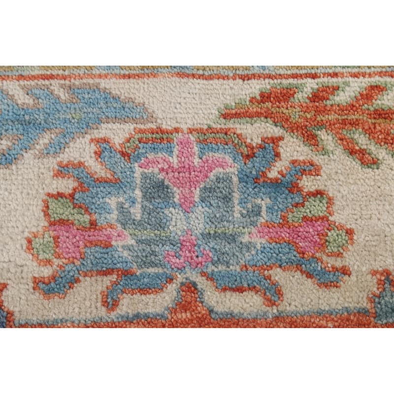 Blue Floral Oushak Oriental Area Rug Handmade Wool Carpet - 8'8"x 12'0"
