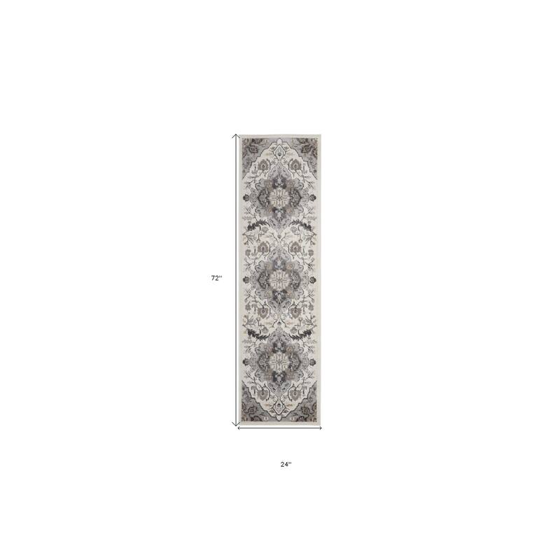 Duda Power Loomed Abstract Floral Non Skid Stain Resistant Low Pile Area Rug By HomeRoots - 72' X '24' X '0.25