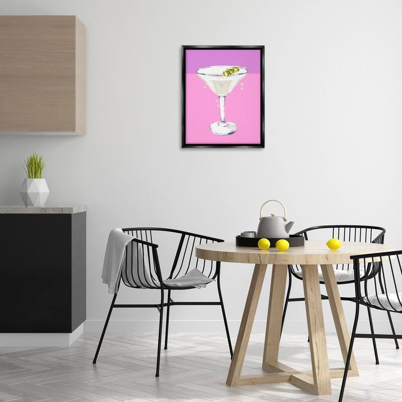 Stupell Bright Olive Martini Framed Floater Canvas Wall Art Design By Susan Jill