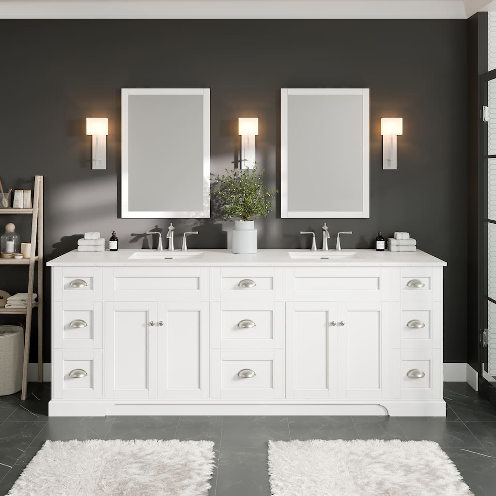 Epic 84" Double Sink Bath Vanity with Carrara Quartz Top & Undermount Sinks