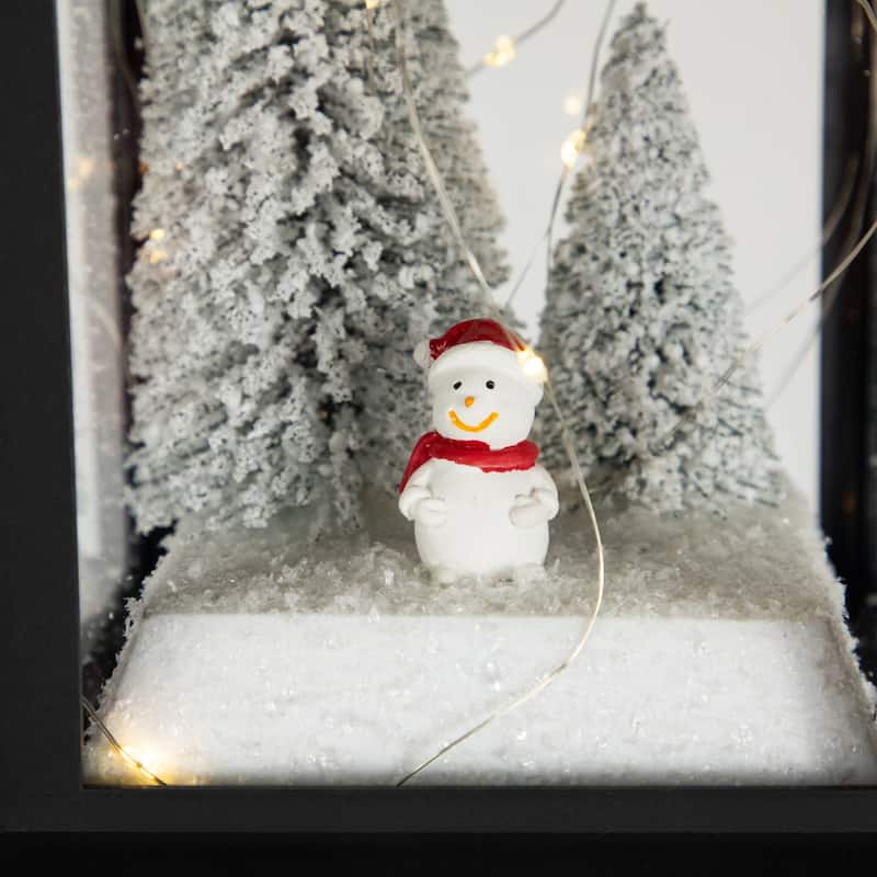 LED Lighted Snowman Winter Scene Christmas Lantern - 11"