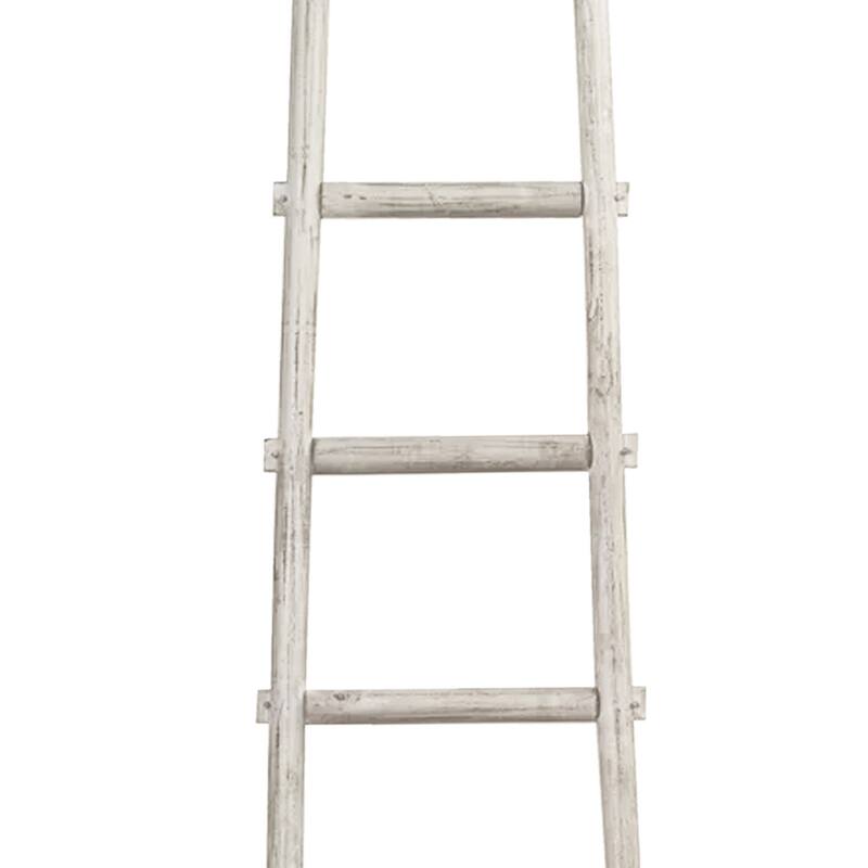 Transitional Style Wooden Decor Ladder with 5 Steps, White