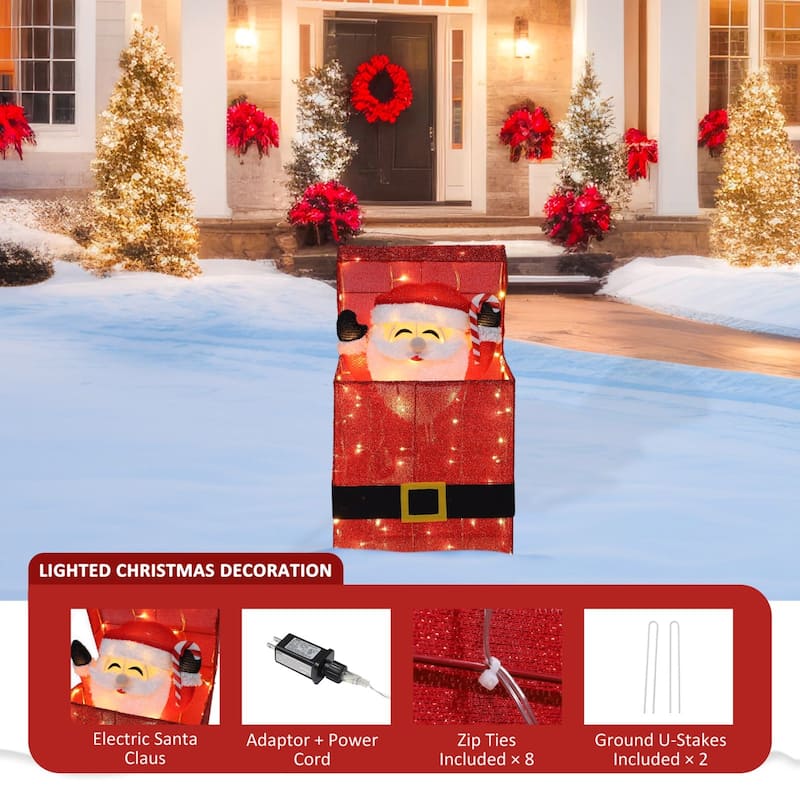 VEIKOUS 3D Pre-Lit Animated Santa Claus Sign, Lighted Holiday Display with 100 LED Lights, Outdoor/Indoor Christmas Decoration