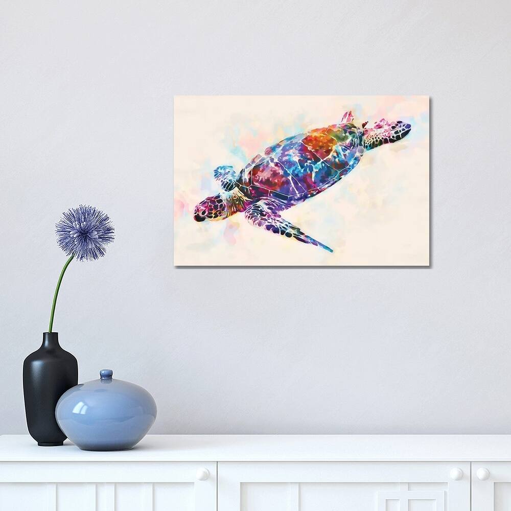 iCanvas "Watercolor Colorful Hawaiian Sea Turtle I" by Christine Zalewski Canvas Print