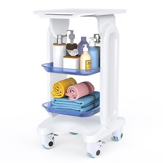2 Trays Medical Storage Cart, Mobile Utility Cart with Caster Wheels ...