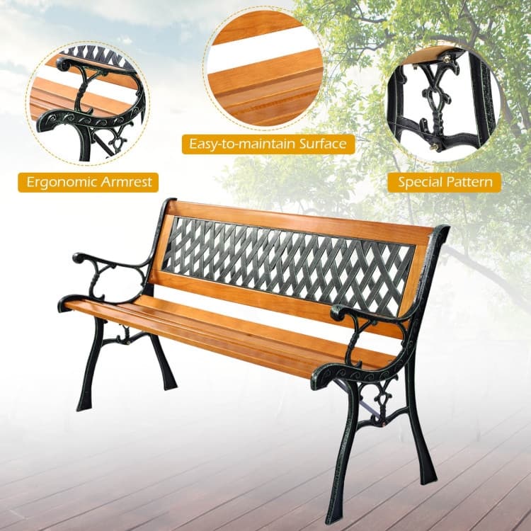 Outdoor Cast Iron Patio Bench - 49.5" x 20.5" x 29"