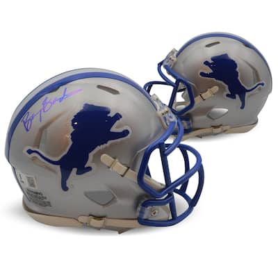 Barry Sanders Autographed Detroit Lions Signed Football Mini Helmet Beckett COA - 8'6" x 11'6"