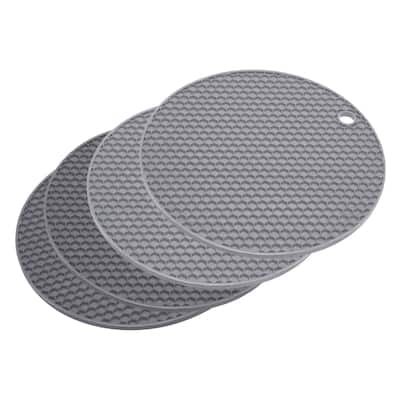 4pcs Silicone Trivet Mat Heat Resistant Pot Holder Hot Pads - Dark Grey+Light Grey