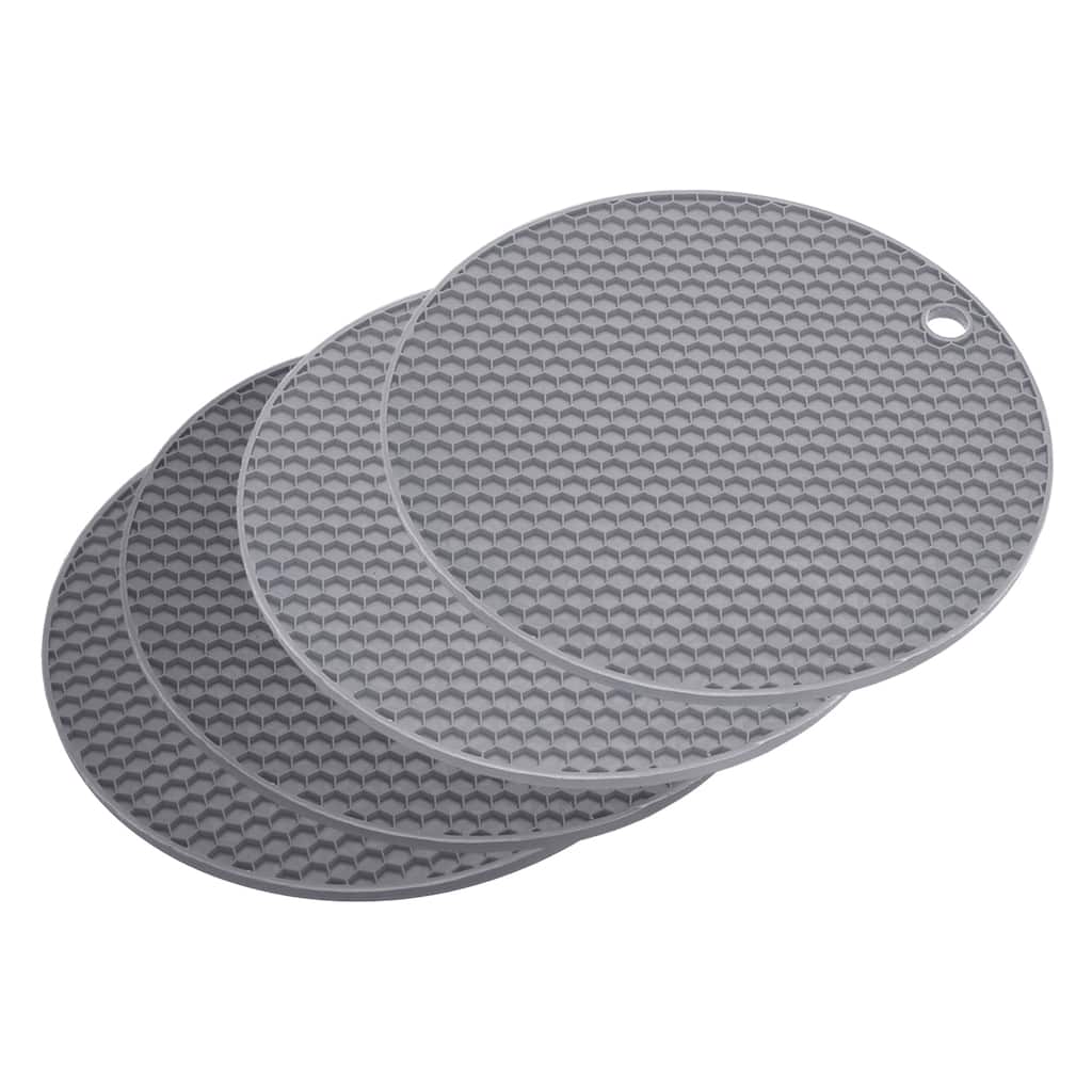 4pcs Silicone Trivet Mat Heat Resistant Pot Holder Hot Pads - Dark Grey+Light Grey