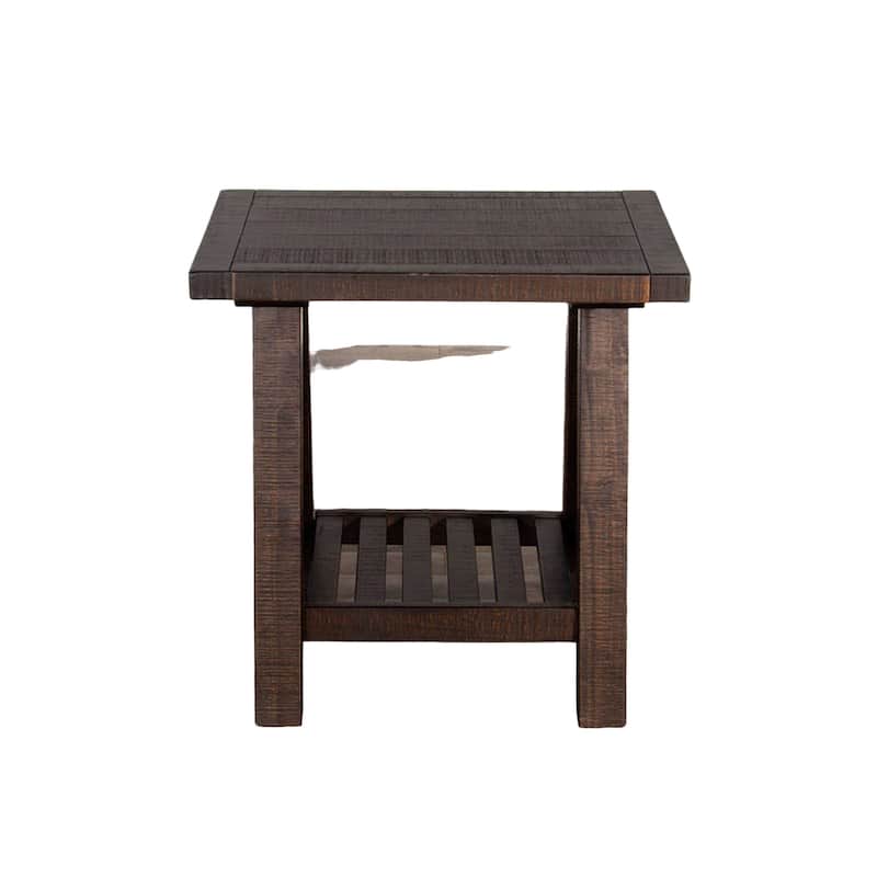 Anva Side End Table, Dark Brown Mahogany, Shelf, Rectangular 24 Inch