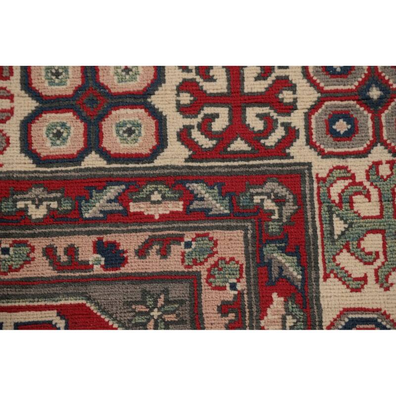 Kazak Oriental Area Rug Hand-Knotted Geometric Wool Carpet - 8'10" x 11'9"