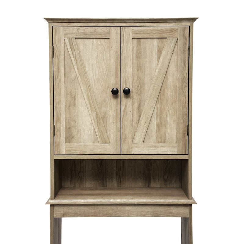 Brown Farmhouse Over the Toilet Cabinet Storage Organizer with 2 Shelves