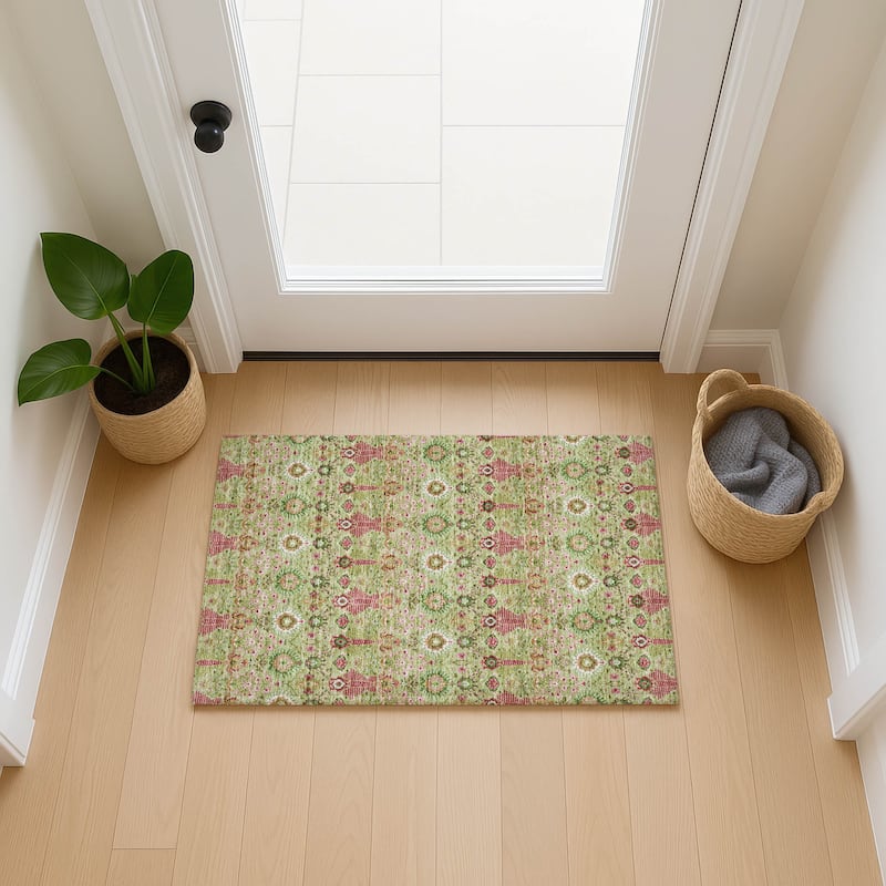 Machine Washable Indoor/ Outdoor Traditional Xander Chantille Rug