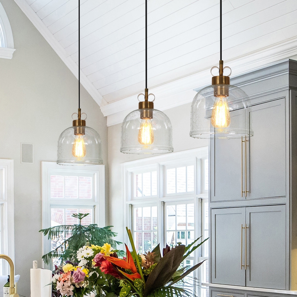 Cavitt Mid-century Modern Art Decor Pendant Light Farmhouse Chic Glass Kitchen Island Lighting - 8.3 inches