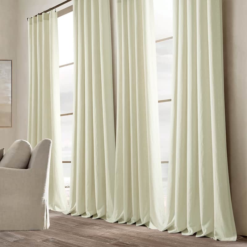 Lush Decor Belgian Flax Prewashed Linen Rich Cotton Blend Window Curtain Panel Single